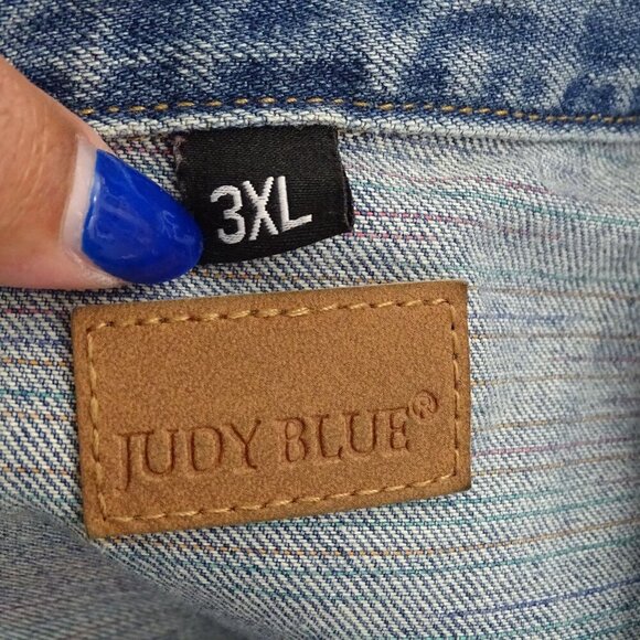 Judy Blue Distressed Ripped Denim Jacket Women Size 3XL Button Up  JB7817 - Picture 7 of 12